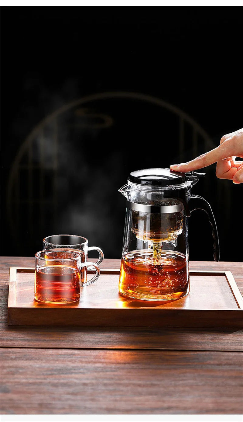 Heat Resistant Glass Teapot One-click filtering Tea Pot Tea Water Separation Filter Tea Maker Coffee Pot Home Teaware Set