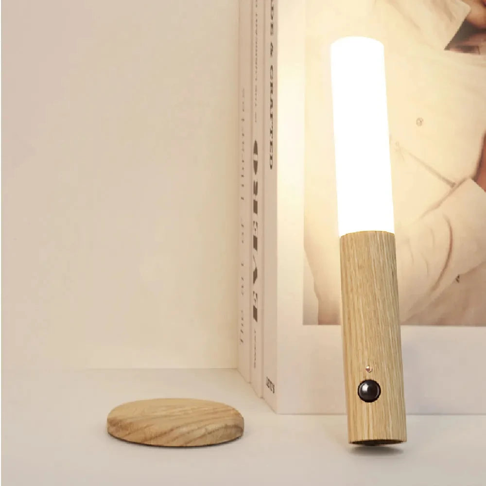 Warmth Intelligent Sensor Wall Lamp Wireless Wooden Stick Night Light Corridor Cabinet Wardrobe Light Decorative Home Light LED