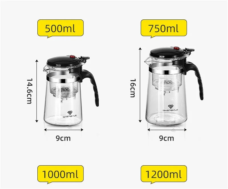 Heat Resistant Glass Teapot One-click filtering Tea Pot Tea Water Separation Filter Tea Maker Coffee Pot Home Teaware Set