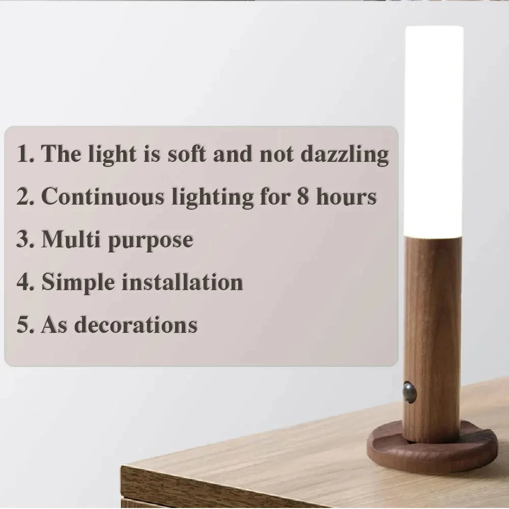 Warmth Intelligent Sensor Wall Lamp Wireless Wooden Stick Night Light Corridor Cabinet Wardrobe Light Decorative Home Light LED