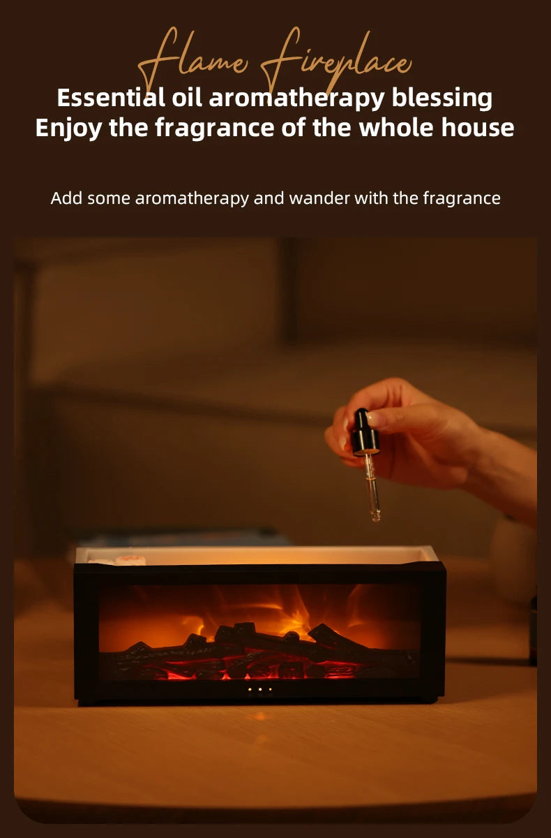 Creative Fireplace Air Humidifier Waterless Auto-Off Aroma Essential Oil Diffuser with LED Light & Remote Control for Home Gift