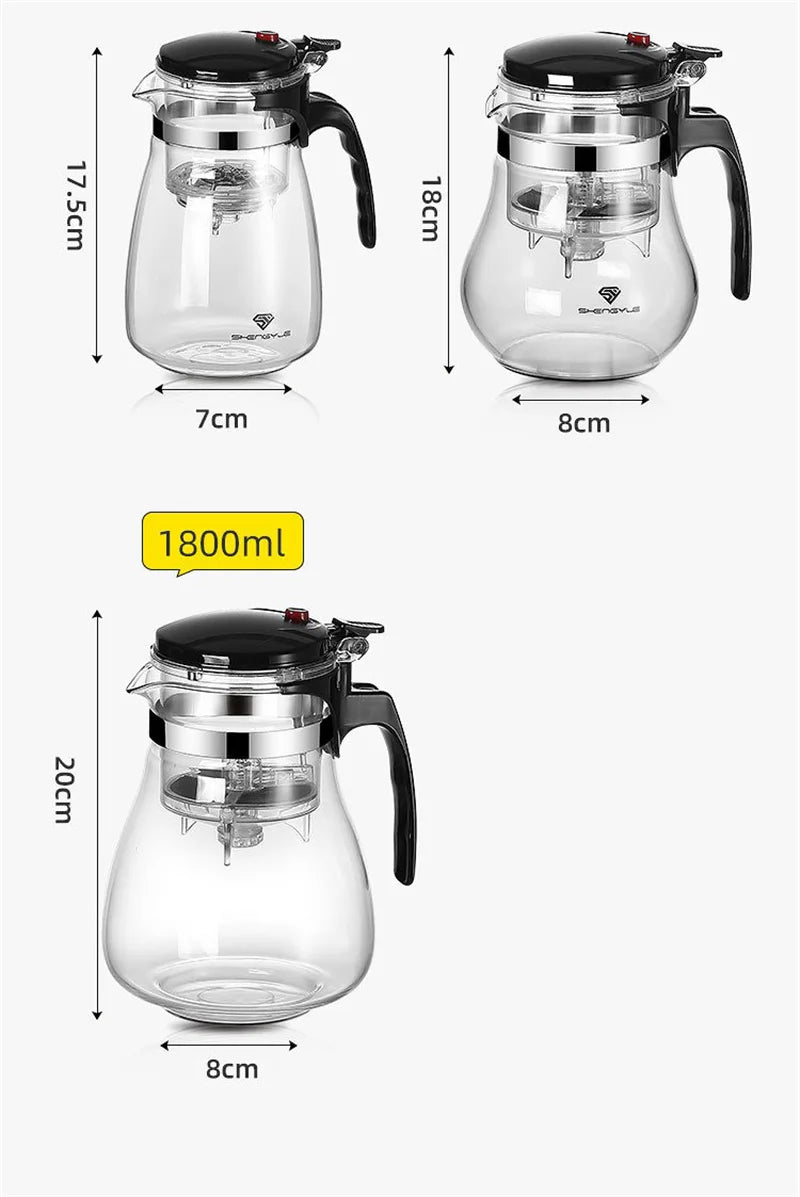 Heat Resistant Glass Teapot One-click filtering Tea Pot Tea Water Separation Filter Tea Maker Coffee Pot Home Teaware Set